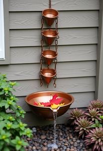 Chaîne de pluie moderne en métal, élégante et décorative, pour l'agencement extérieur contemporain des maisons et des jardins. - Product Image 5