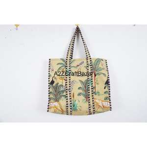 Bolso Tote Hecho a Mano en India, 100% Algodón, Rayado, con Asa Larga, para Mujer, Ecológico, Estilo Boho, Bolso Grande para la Playa o Fiestas - Product Image 2