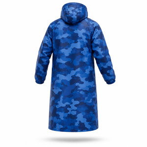 Manteau de pluie long imperméable camouflage bleu personnalisé, coupe-vent à capuche, veste de pluie d'extérieur par sublimation avec logo personnalisé pour homme - Product Image 3