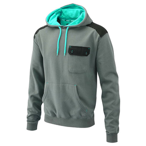 Sweat-shirt à capuche gris pour homme BRG avec doublure turquoise et poche, vêtement décontracté d'automne, 100% coton, sweats à capuche et sweat-shirts pour homme - Product Image 1