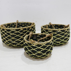 Handmade Vietnam Seagrass Woven Eco-Friendly Hanging Planter <b>Basket</b> Indoor Outdoor Wall <b>Plant</b> Hanger - Product Image 4
