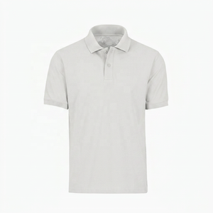 Polo en coton tricoté à manches courtes bleu clair pour homme, couleur unie, respirant, coupe classique - Product Image 6