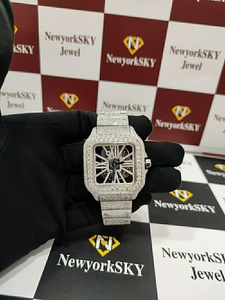 40 MM Best Quality <b>Square</b> Alloy Case Diamond Quartz Automatic Movement Sapphire Crystal Pointer Dial Watch Full Iced Out Watch - Product Image 2