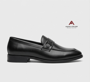 Asken Atelier – Mocassins noirs de luxe pour hommes, élégants, avec logo métallique, chaussures de ville formelles en synthétique pour affaires - Product Image 3