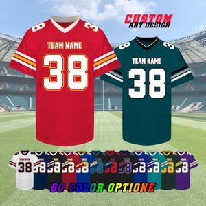 เสื้อเจอร์ซีย์ทรงบ็อกซี่แบบเรียบง่ายสำหรับผู้ชายและผู้หญิง พิมพ์ลายและปักโลโก้ ระบายอากาศได้ดี เหมาะสำหรับกีฬาอเมริกันฟุตบอล - Product Image 1