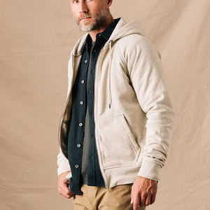 Sudadera con capucha y cremallera completa para hombre, de algodón, personalizada, con capucha, ropa sostenible para hombre, forro polar de algodón, logotipo 3D - Product Image 3