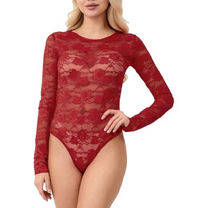 Body de Mujer de Malla Transparente, Cómodo, de Alta Elasticidad, Estilo Sencillo, para Uso Diario Informal - Product Image 1