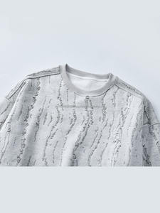 Sweat à capuche en polaire épais pour homme, automne et hiver, tendance avancée, trou, col rond, manches longues, t-shirt ample - Product Image 4