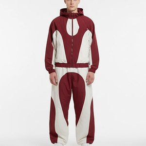 Manufacturer <b>Men's</b> Nylon Windbreaker Tracksuit Reflective <b>Jacket</b> and Jogger Pants Sweat Suit Set - Product Image 1