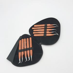 Pinzas de pestañas de volumen de punto de plata con recubrimiento de polvo naranja profesional Punta de fibra Mango cómodo Etiqueta privada personalizable - Product Image 2