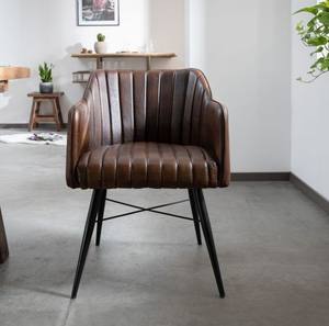 Wholesale Metal <b>Chair</b> with <b>Leather</b> Seat with Elegant Contemporary Design Upholstered in Genuine <b>Leather</b> - Product Image 1