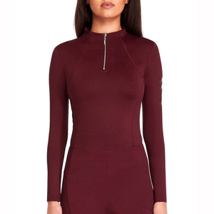 Top de manga larga con cremallera para mujer, color liso, jersey con cremallera de un cuarto, jersey de equitación para mujer, top de manga larga con cremallera, jersey con cremallera de un cuarto para equitación - Product Image 4