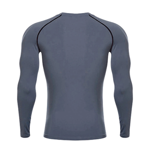 Unisex Long Sleeve <b>Compression</b> Rash Guard Gray Quick Dry Breathable Eco-Friendly Polyester Workout <b>Shirt</b> - Product Image 3