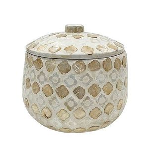 Boîtes et pots en nacre, élégants récipients en mosaïque de coquillages brillants avec couvercle assorti, design d'ameublement pour la maison - Product Image 1