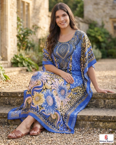 Printed Women <b>Kaftan</b> Dress Comfortable Loose Fit <b>Summer</b> Beach Wear Stylish Island Vacation Bulk Manufacturing Supply - Product Image 3