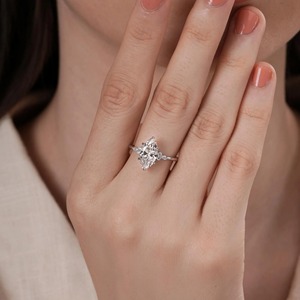 Diamant de laboratoire CVD 1,00 carat taille marquise, clarté VS1, couleur F, certifié IGI, or blanc 18 carats, pour fabricant de bijoux pour femmes - Product Image 2
