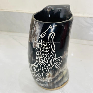 แก้วมักลายเขาควายขัดเงาของ Fenrir แกะสลักด้วยมือทำจากช่างฝีมือชาวอินเดีย - Product Image 1