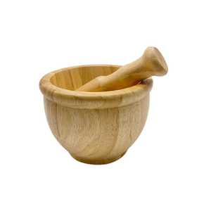 Ensemble mortier et pilon sphériques en bois bicolore Skies Trader, broyeur manuel rond en bois pour herbes et épices, bol à écraser l'ail - Product Image 5