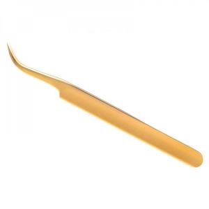 Ensemble de pinces à cils en acier inoxydable à pointes lisses avec étui rayé, outils de précision pour l'extension de faux cils, kit de 3 pièces - Product Image 3