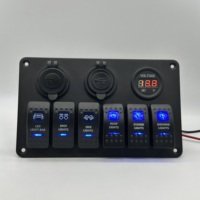 Panneau de commande 6 interrupteurs 12V à LED, étanche, pour voiture, camping-car, bateau, marine, avec disjoncteur