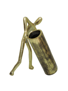 Florero Abstracto de Metal Dorado - Florero Escultural Figurativo, Decoración Artística Humanoide para Mesa, Centro de Mesa Único - Product Image 1