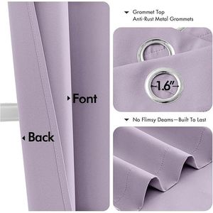 Tende Oscuranti Termoisolanti Lilla da 63 Pollici per Camera da Letto e Soggiorno, 2 Pannelli con Occhielli, Tende Oscuranti Solide - Product Image 4