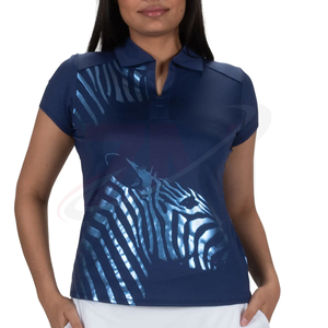Camiseta Polo Azul Personalizada de Manga Corta, Tejido de Punto Estampado, Informal, Transpirable, 100% Poliéster, Impresión por Sublimación - Product Image 3
