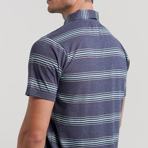 Polo de Punto de Manga Corta a Rayas para Hombre de Alta Calidad, Diseño con Patrón Azul y Verde, Cuello con Botones, Corte Regular Informal - Product Image 5