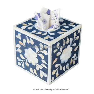 Porte-mouchoirs en nacre fait à la main motif floral boîte décorative pour les intérieurs de maison modernes et classiques - Product Image 4