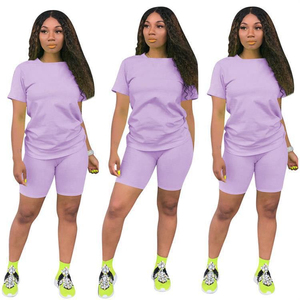 Conjunto de 2 Piezas para Mujer, Shorts y Top Deportivo de Manga Corta, Estilo Casual de Verano - Product Image 3