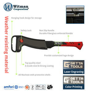 GETTA TOOLS M501 Agriculture Tool Bush Sickle Billhook Brush Hook SK5 <b>Blade</b> <b>Sharpened</b> Edge Black Oxide Finish Fiberglass TPR - Product Image 3