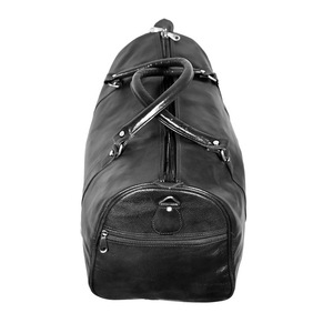 Sac de voyage unisexe vintage en cuir véritable avec motif ceinture, fermeture éclair robuste, poignée souple pour usage quotidien - Product Image 4