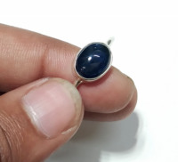 Anillo de Zafiro Azul, Anillo de Plata de Ley 925 Sólida, Anillos de Zafiro Ovalados con Cabujón para Mujer, Regalo