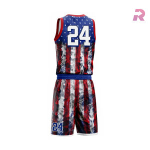 Uniformes de Baloncesto RAMF SPORTS, Nuevo Estilo, Diseño Personalizado, Transpirables, que Absorben la Humedad, de Secado Rápido, Tallas Grandes, 100% Poliéster - Product Image 2