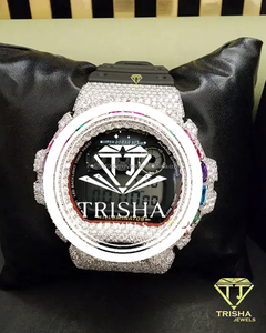 Reloj de Diamantes Moissanite VVS con Esfera Arcoíris Premium, Plata de Ley 925, Pantalla Digital - Product Image 6