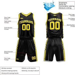 Tenue de basketball, maillot de basketball, ensemble de sport, logo imprimé personnalisé de haute qualité, nom, maillot pour hommes et jeunes, uniformes de basketball - Product Image 2