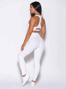 High Waist Full Length White Leggings Seamless Knitted Stretch Breathable <b>Tummy</b> <b>Control</b> Sporty Women's Activewear - Product Image 6