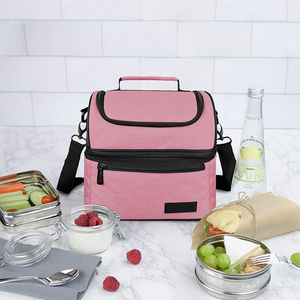 Pink Double Layer Insulated Cooler Lunch Bag for Picnic Camping Travel - Product Image 4