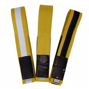 เข็มขัดเทควันโดสีเหลืองพร้อมแถบสีขาวและสีดำ โพลีเอสเตอร์ทนทาน ชุดศิลปะการต่อสู้สำหรับผู้ใหญ่แบบยูนิเซ็กส์ - Product Image 6