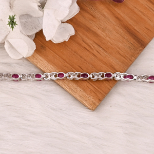 Elegant Glass Filled <b>Ruby</b> & CZ Tennis <b>Bracelet</b> in 925 Sterling Silver Handmade Luxury Gift Jewelry for Unisex - Product Image 4