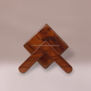 <b>Set</b> <b>of</b> <b>6</b> Rustic Block Wooden <b>Coasters</b> Classic Farmhouse <b>Table</b> Decor with Stand Handcrafted Natural Wood 5mm Thickness - Product Image 3
