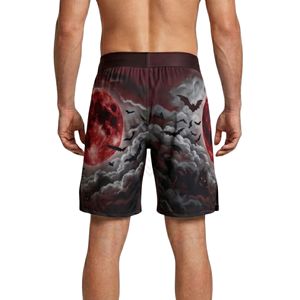 Pantalones cortos góticos Red Moon Bat MMA con abertura lateral, pantalones cortos de estilo Shadow para movimiento flexible, pantalones cortos de entrenamiento físico para hombres - Product Image 2