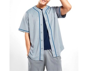 Maillot de baseball unisexe bleu clair à manches courtes avec cordon de serrage, coupe décontractée, toutes saisons, tissu respirant en maille 460g, personnalisable pour équipe - Product Image 6