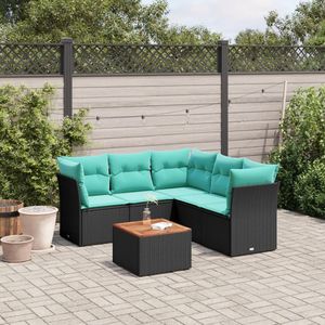 Set Divano da Esterno in Polyrattan Nero con Cuscini, Arredamento da Giardino 6 Posti, Design Contemporaneo - Product Image 3