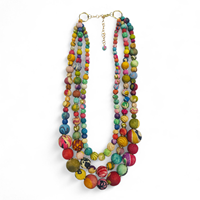 Kalung Manik-Manik Warna-Warni Ramah Lingkungan Buatan Tangan Grosir Pabrik untuk Wanita, Sampel Gratis, Batik Asli Poliester Afrika