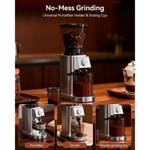 Macinacaffè Manuale per Uso Domestico con 48 Impostazioni di Macinatura Precise, Macinino per Chicchi con Imbuto Antistatico Rimovibile e Supporto - Product Image 6