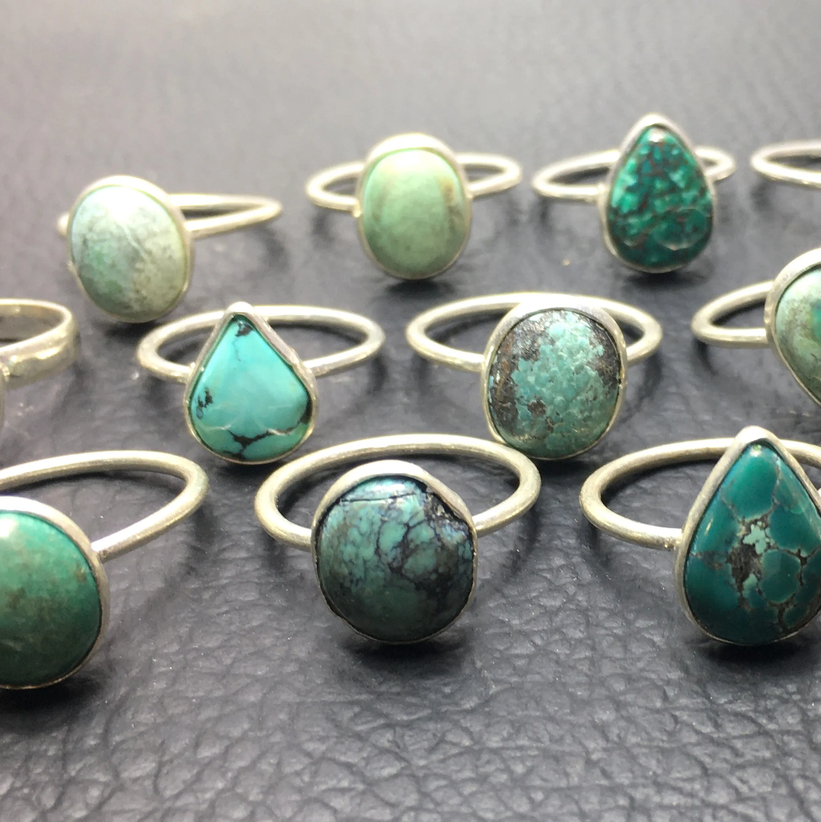 Natural tibetan turquoise Gemstone Ring Silver Jewelry