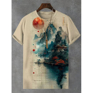 เสื้อยืดแขนสั้นผู้ชาย ลายหมาป่าร้องไห้กลางคืน คอกลม ทรงปกติ ผ้าฝ้าย 100% แห้งเร็ว ระบายอากาศได้ดี - Product Image 3