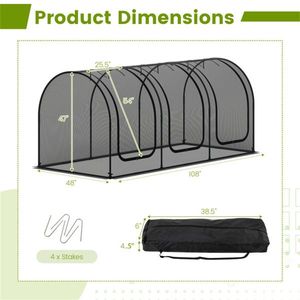 Serre de protection pour plantes en maille de nylon haute densité verte 108"x48"x47" avec porte zippée pour légumes et jardinage - Product Image 3