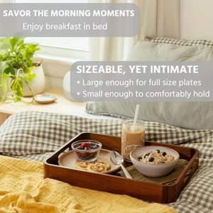 Bandeja Rectangular para Servir de Madera de Acacia |   Bandeja Resistente para Té y Café |   El Mejor Artículo Decorativo para Mesa para Servir Aperitivos - Product Image 5